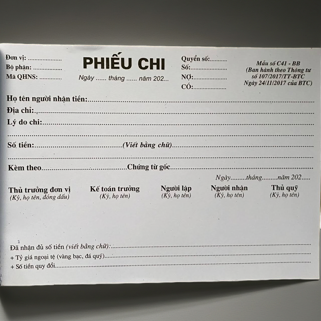 Phiếu Chi A5 1 Liên